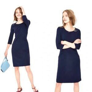Boden Navy Long-Sleeve Sheath Dress